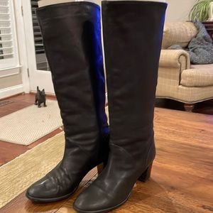 JCrew black leather tall boots made in Italy